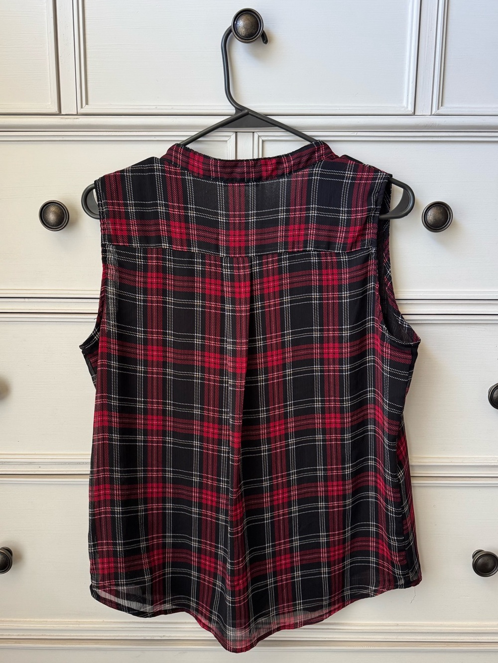 Tommy Hilfiger Red & Black Plaid Ruffle Sleeveless Camisole - Picture 2 of 14